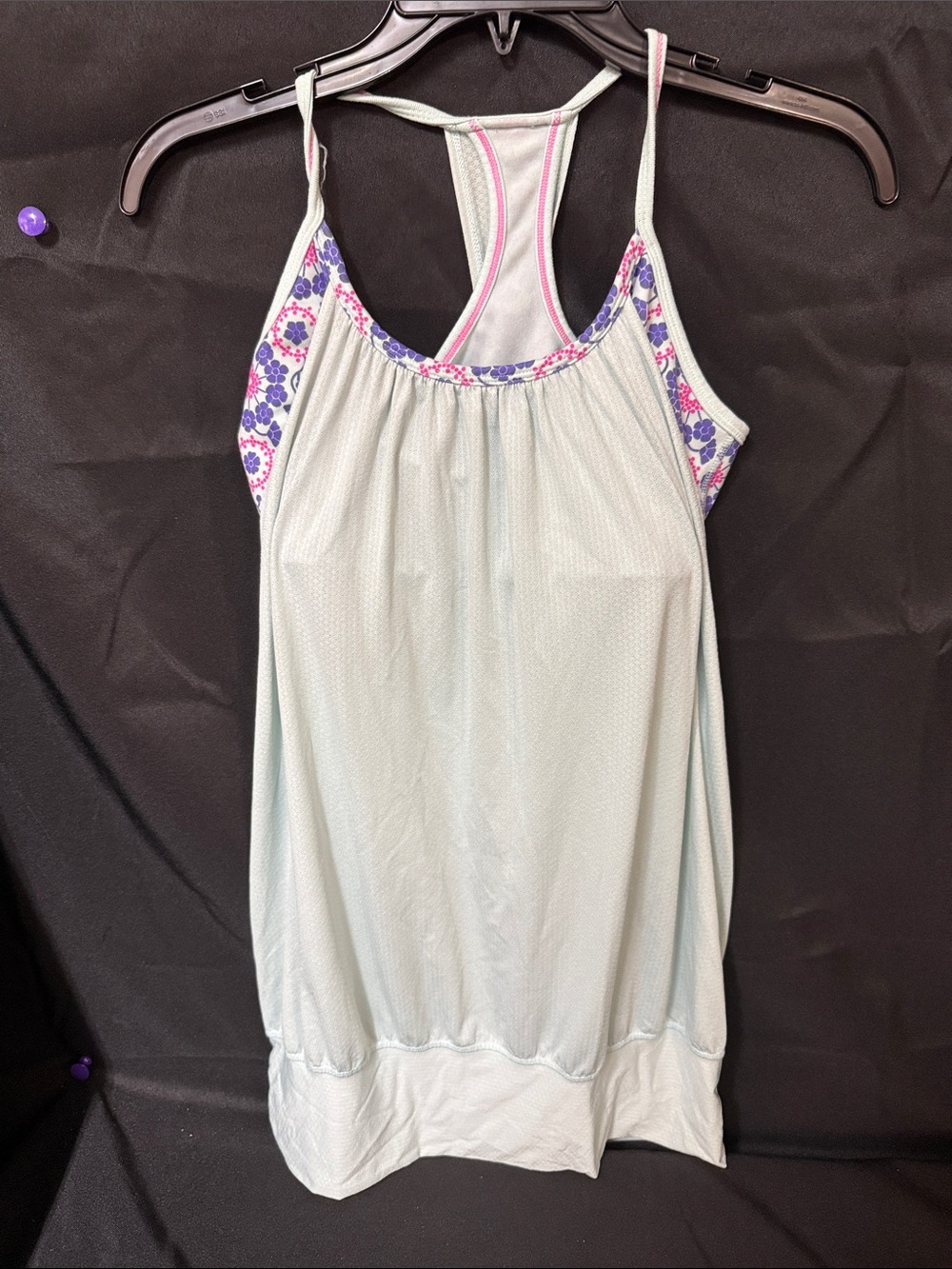 lululemon athletica Light Blue Tank with Purple Floral Trim